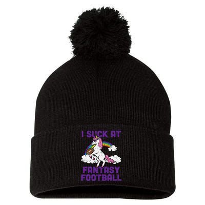 Unicorn I Suck At Fantasy Football Funny FFL Loser Pom Pom 12in Knit Beanie