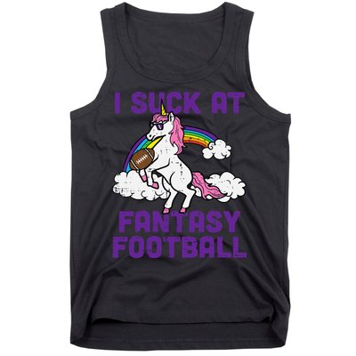 Unicorn I Suck At Fantasy Football Funny FFL Loser Tank Top