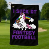 Unicorn I Suck At Fantasy Football Funny FFL Loser Golf Towel