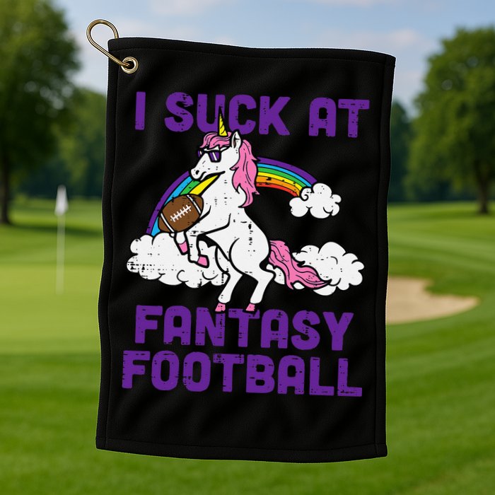 Unicorn I Suck At Fantasy Football Funny FFL Loser Golf Towel