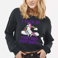Unicorn I Suck At Fantasy Football Funny FFL Loser Cropped Pullover Crew