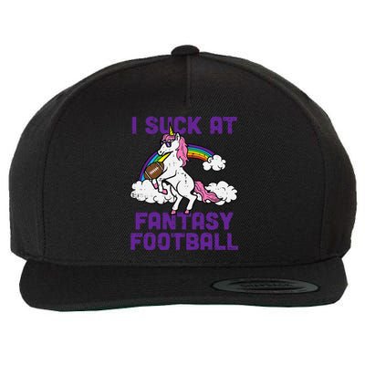 Unicorn I Suck At Fantasy Football Funny FFL Loser Wool Snapback Cap