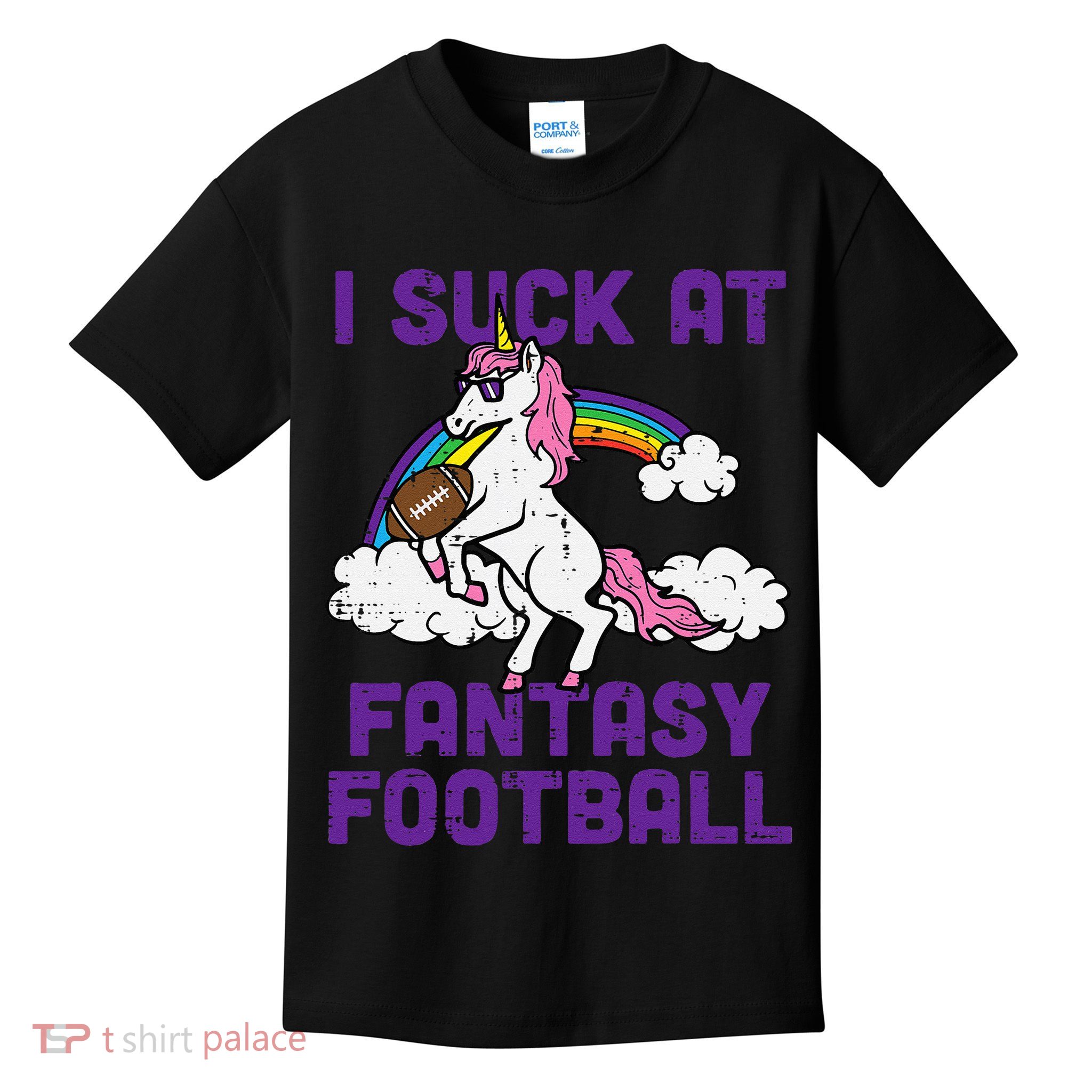 Unicorn I Suck At Fantasy Football Funny FFL Loser Kids T-Shirt