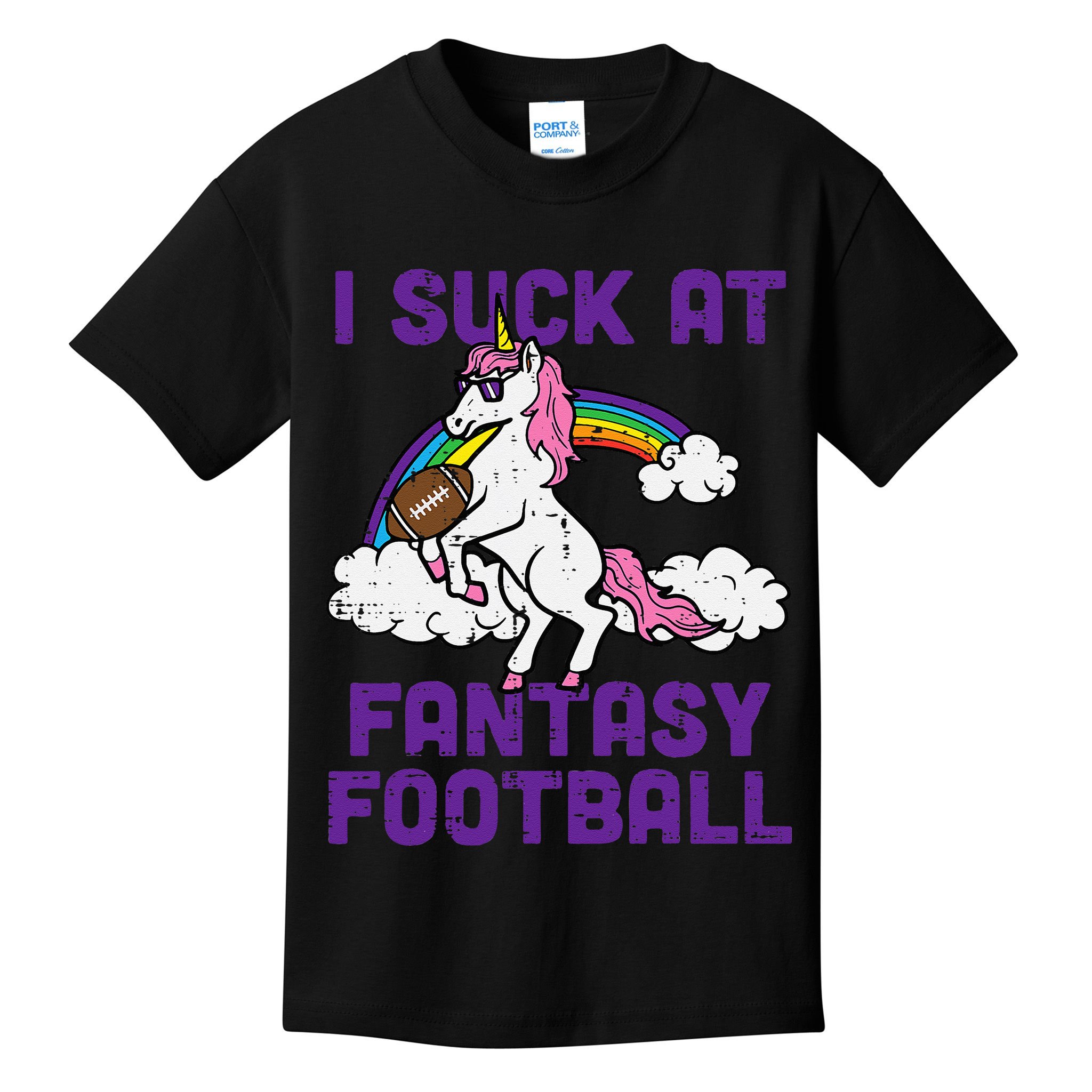 Unicorn I Suck At Fantasy Football Funny FFL Loser Kids T-Shirt