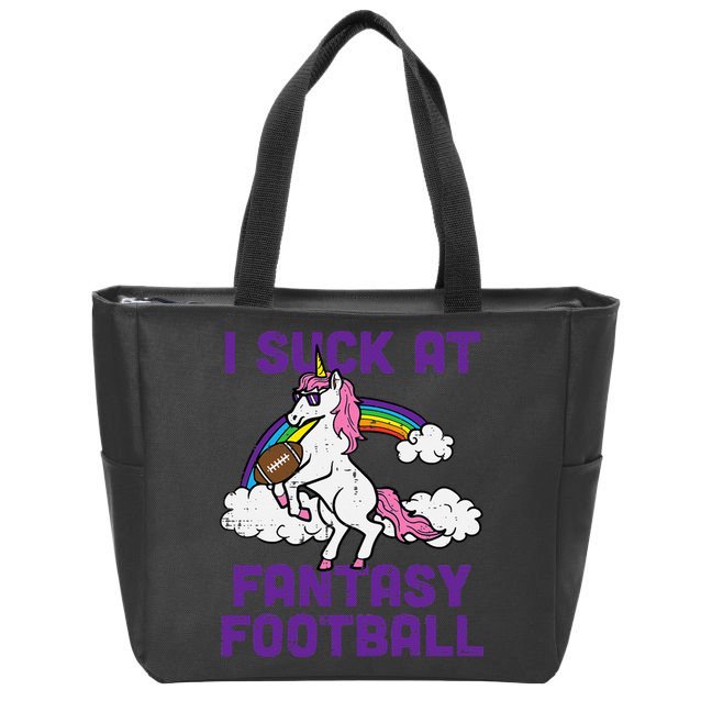 Unicorn I Suck At Fantasy Football Funny FFL Loser Zip Tote Bag