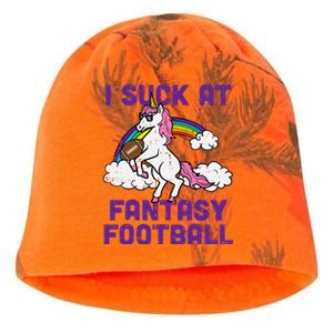 Unicorn I Suck At Fantasy Football Funny FFL Loser Kati - Camo Knit Beanie