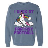 Unicorn I Suck At Fantasy Football Funny FFL Loser Garment-Dyed Sweatshirt