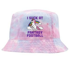 Unicorn I Suck At Fantasy Football Funny FFL Loser Tie-Dyed Bucket Hat