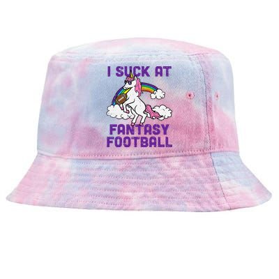 Unicorn I Suck At Fantasy Football Funny FFL Loser Tie-Dyed Bucket Hat