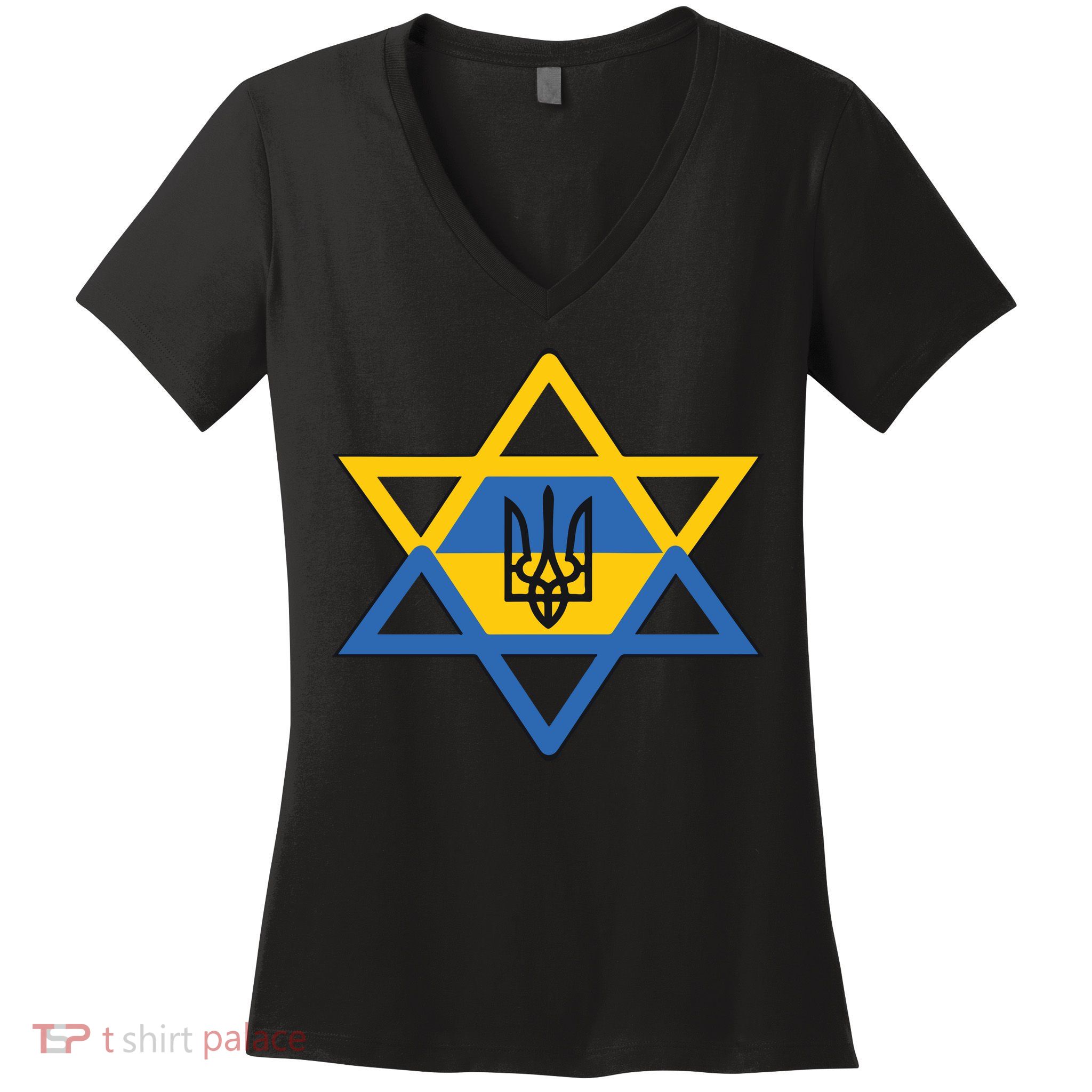Ukraine Israel Stand With Israel Jewish Ukrainian Symbol Women's V-Neck T-Shirt