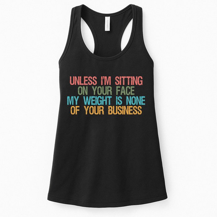 Unless IM Sitting On Your Face My Weight Is None Of Your Bu Womens Tank Top