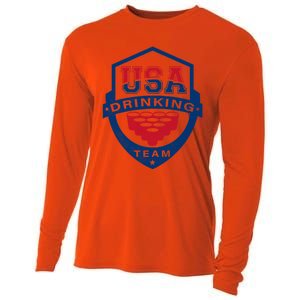 Usa Ing Team 4th Of July Funny Independence Day Drunk Cool Gift Cooling Performance Long Sleeve Crew