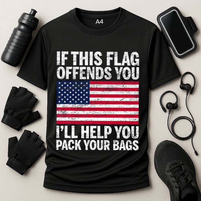 Usa If This Flag Offends You ILl Help You Pack Your Bags Cooling Performance Crew T-Shirt
