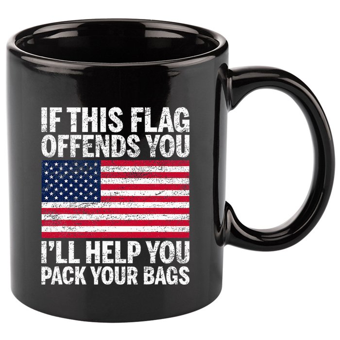 Usa If This Flag Offends You ILl Help You Pack Your Bags 11oz C Handle Ceramic Mug