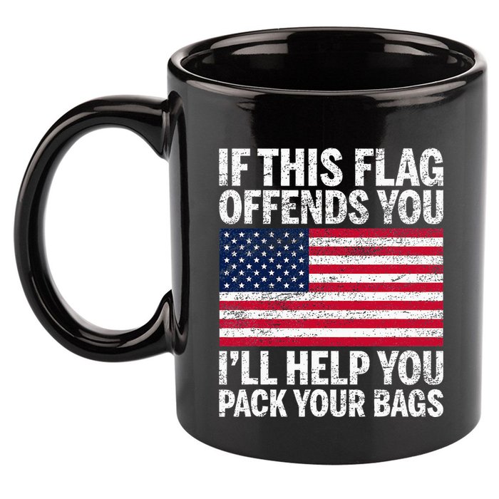 Usa If This Flag Offends You ILl Help You Pack Your Bags 11oz C Handle Ceramic Mug