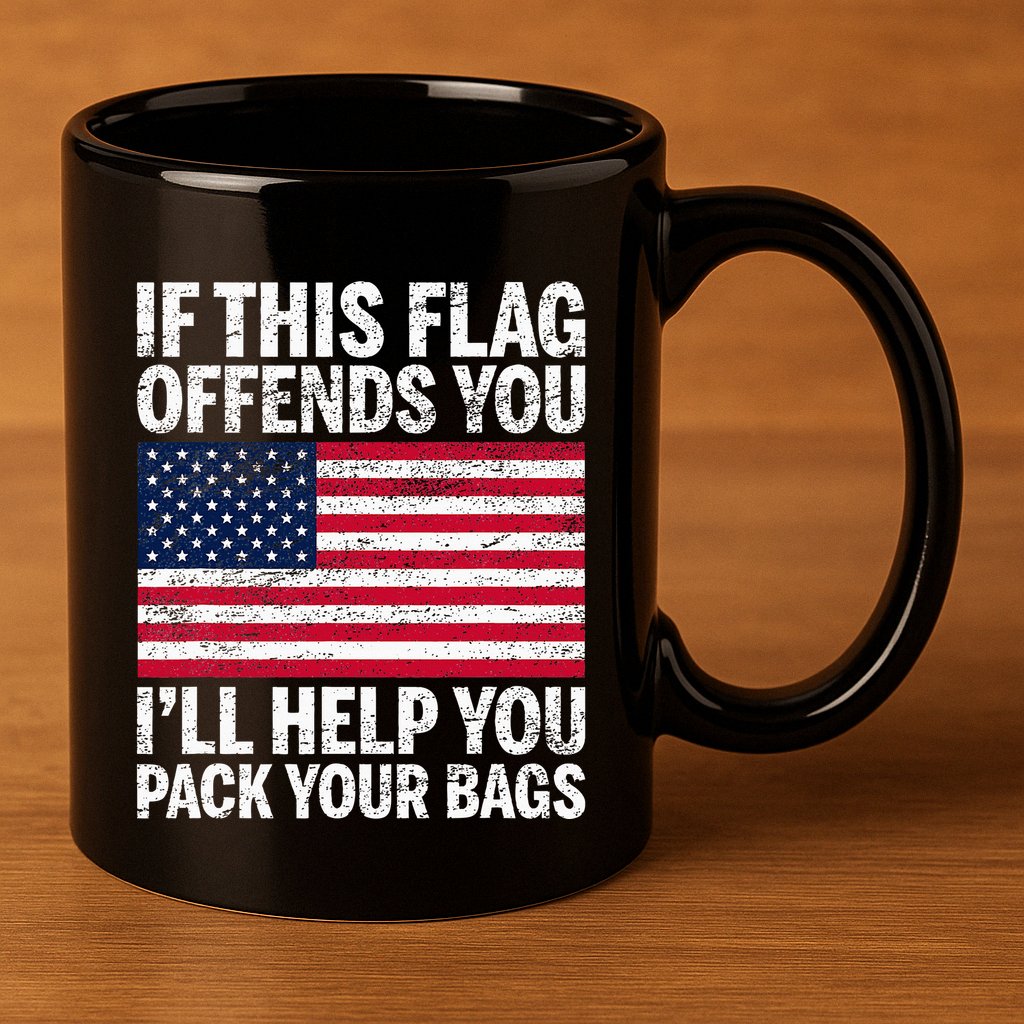 Usa If This Flag Offends You ILl Help You Pack Your Bags 11oz C Handle Ceramic Mug