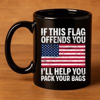 Usa If This Flag Offends You ILl Help You Pack Your Bags 11oz C Handle Ceramic Mug