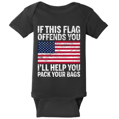 Usa If This Flag Offends You ILl Help You Pack Your Bags Baby Bodysuit