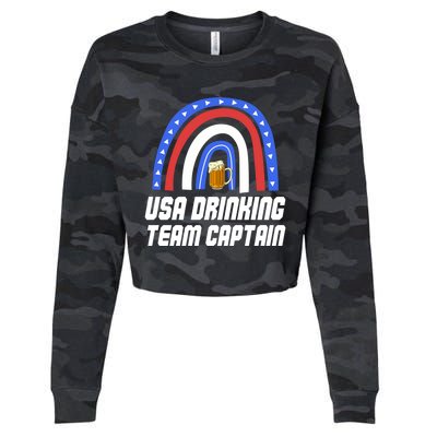 Usa Ing Team Captain Beer 4th Of July Rainbow Gift Cropped Pullover Crew