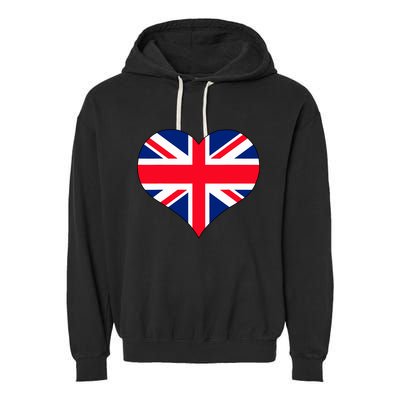 Union Jack British Flag Heart British Isles Garment-Dyed Fleece Hoodie