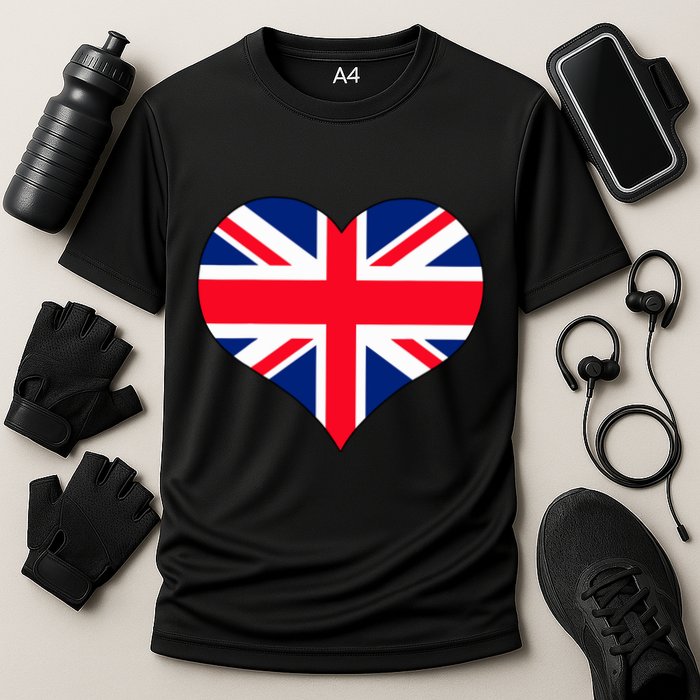 Union Jack British Flag Heart British Isles Cooling Performance Crew T-Shirt