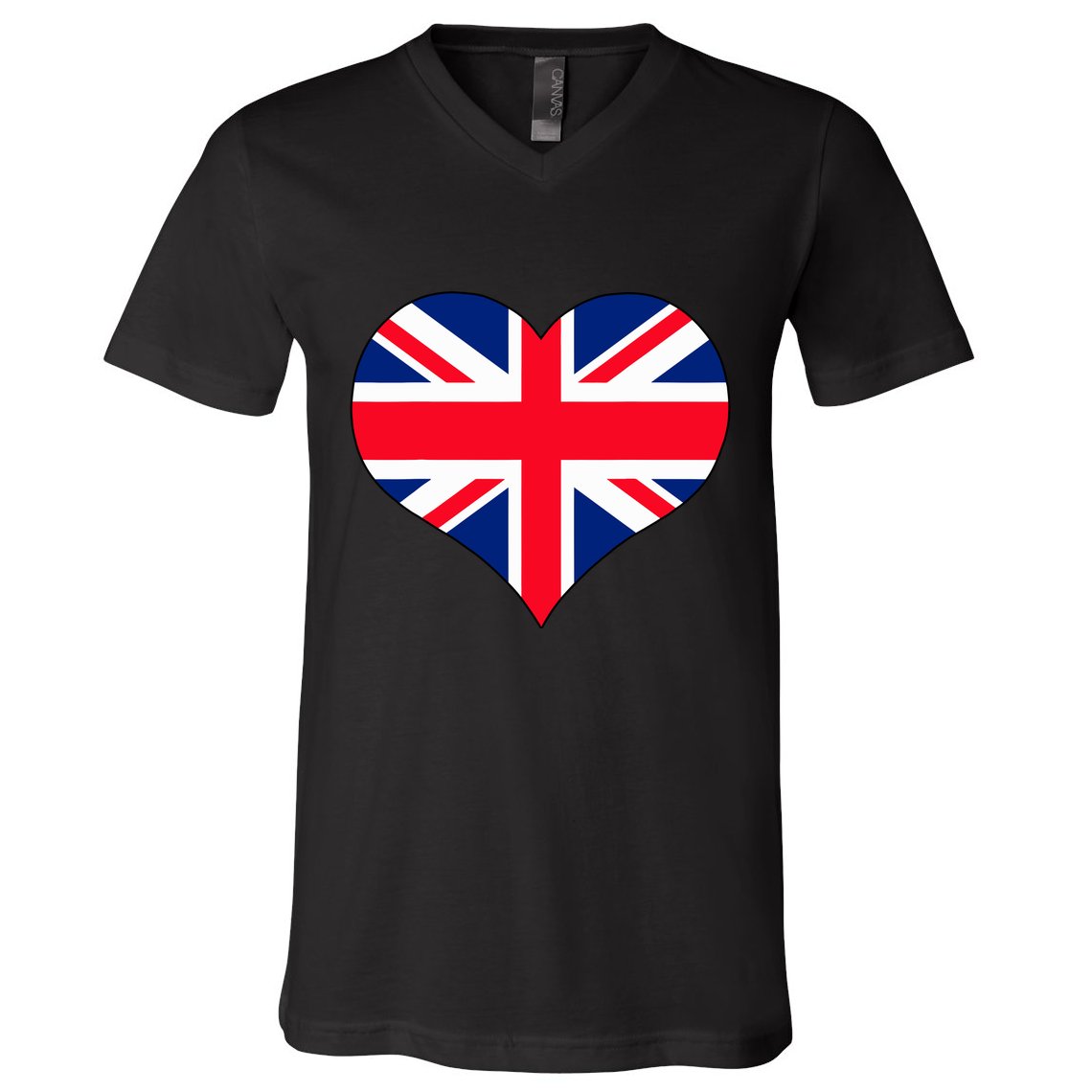 Union Jack British Flag Heart British Isles V-Neck T-Shirt