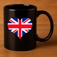 Union Jack British Flag Heart British Isles 11oz C Handle Ceramic Mug