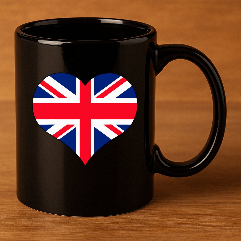 Union Jack British Flag Heart British Isles 11oz C Handle Ceramic Mug