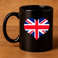 Union Jack British Flag Heart British Isles 11oz C Handle Ceramic Mug