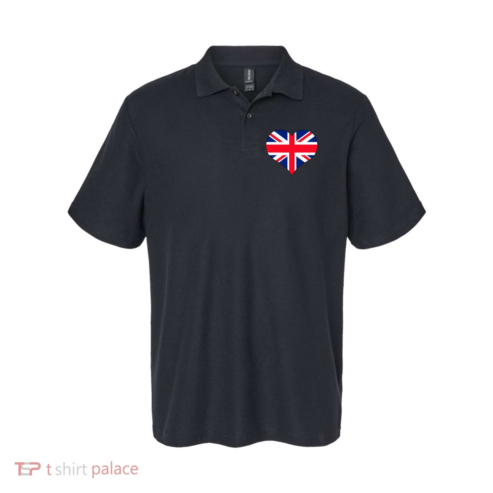 Union Jack British Flag Heart British Isles Polo