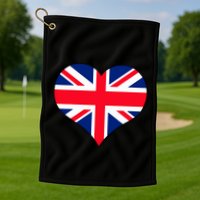 Union Jack British Flag Heart British Isles Golf Towel