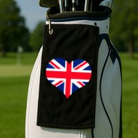 Union Jack British Flag Heart British Isles Golf Towel