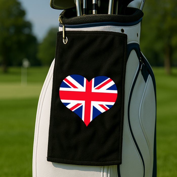Union Jack British Flag Heart British Isles Golf Towel