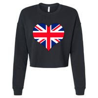 Union Jack British Flag Heart British Isles Cropped Pullover Crew