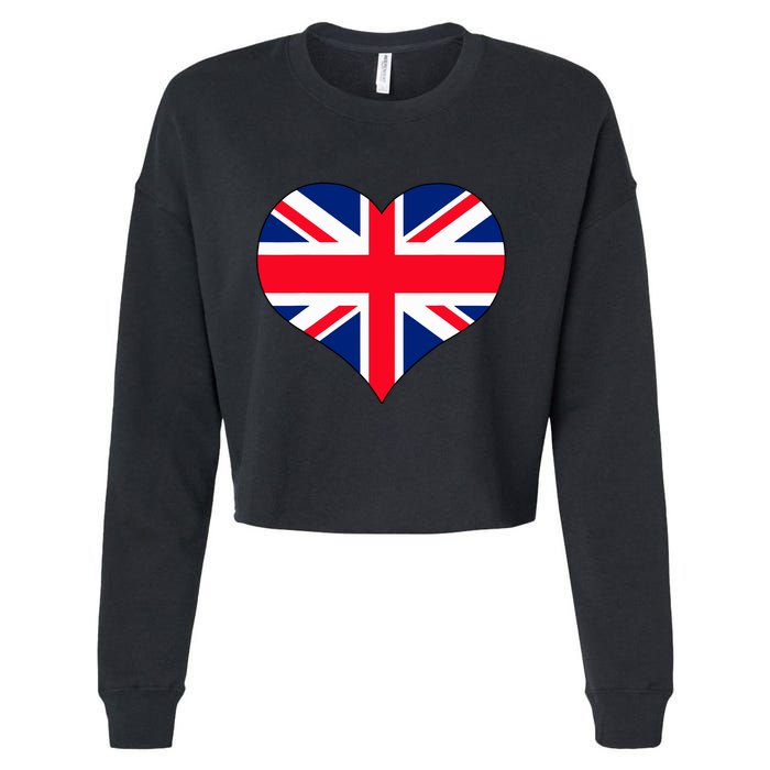 Union Jack British Flag Heart British Isles Cropped Pullover Crew