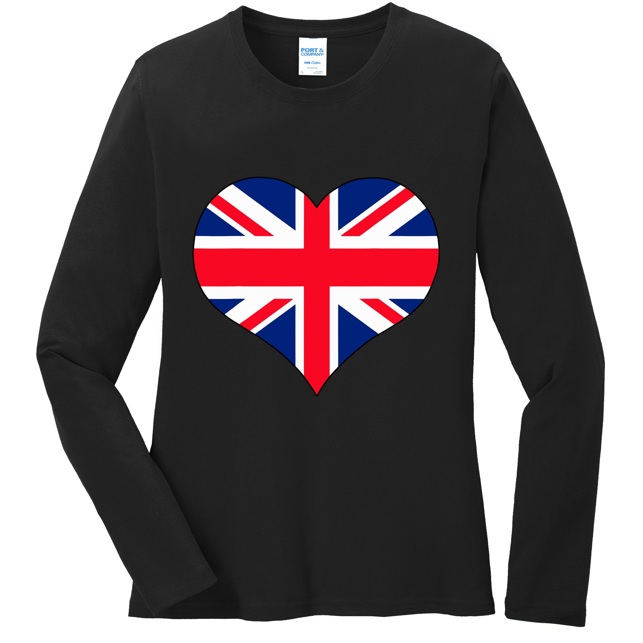 Union Jack British Flag Heart British Isles Ladies Long Sleeve Shirt