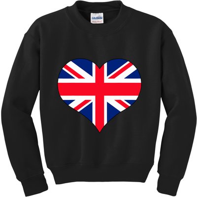 Union Jack British Flag Heart British Isles Kids Sweatshirt