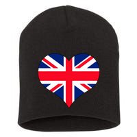 Union Jack British Flag Heart British Isles Short Acrylic Beanie