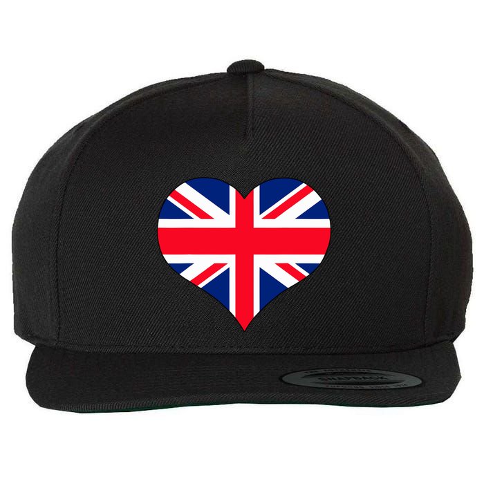 Union Jack British Flag Heart British Isles Wool Snapback Cap