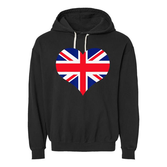 Union Jack British Flag Heart British Isles Garment-Dyed Fleece Hoodie