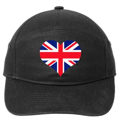 Union Jack British Flag Heart British Isles 7-Panel Snapback Hat
