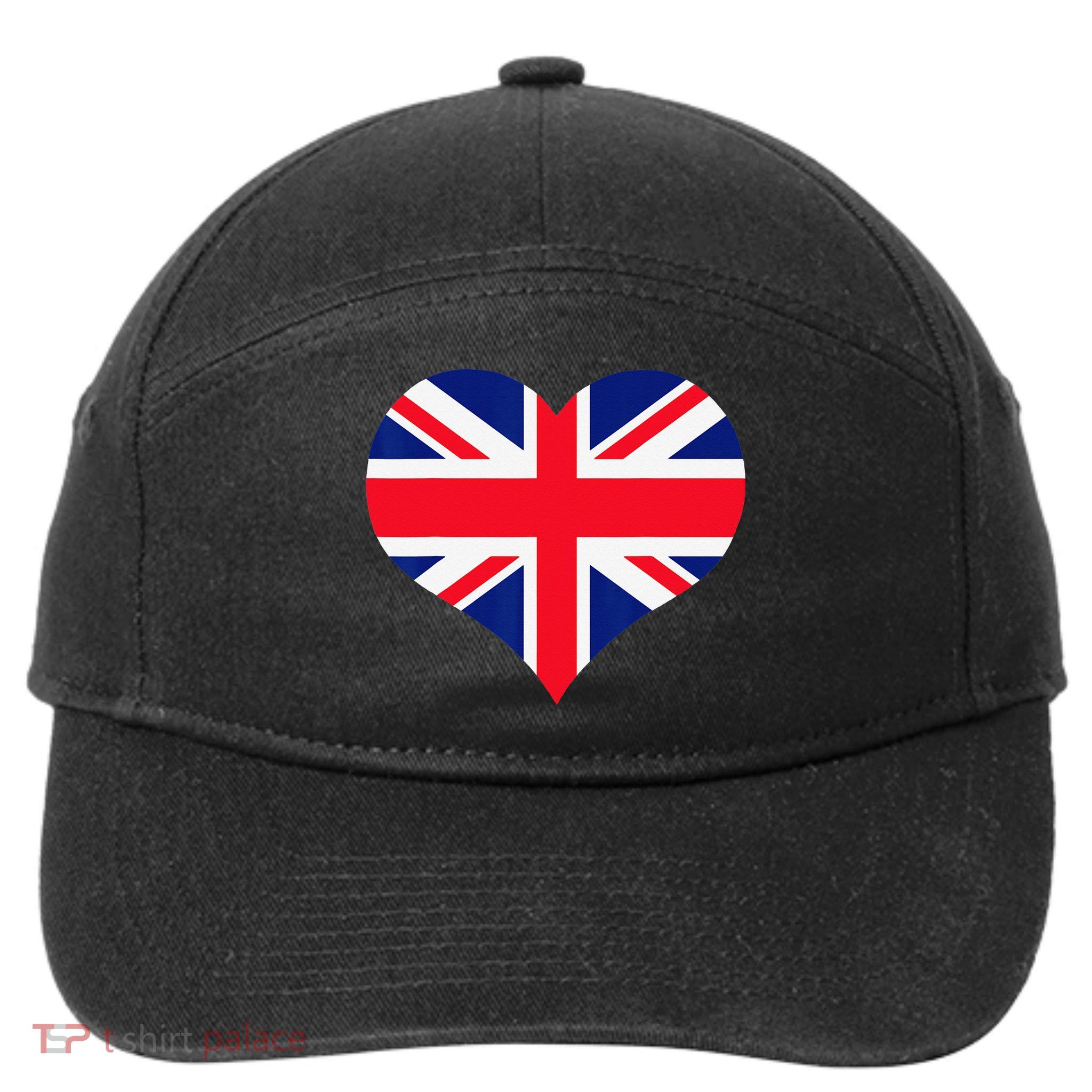 Union Jack British Flag Heart British Isles 7-Panel Snapback Hat