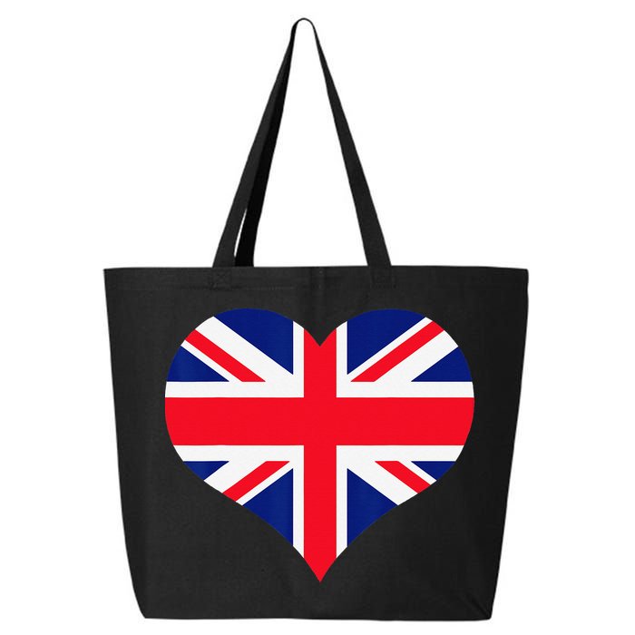 Union Jack British Flag Heart British Isles 25L Jumbo Tote