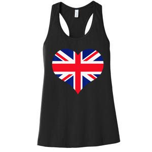 Union Jack British Flag Heart British Isles Women's Racerback Tank