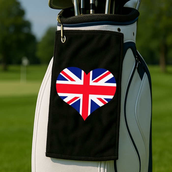 Union Jack British Flag Heart British Isles Golf Towel