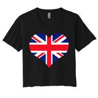 Union Jack British Flag Heart British Isles Women's Crop Top Tee