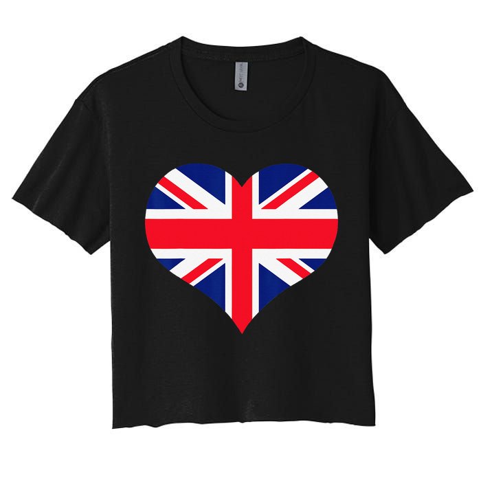 Union Jack British Flag Heart British Isles Women's Crop Top Tee