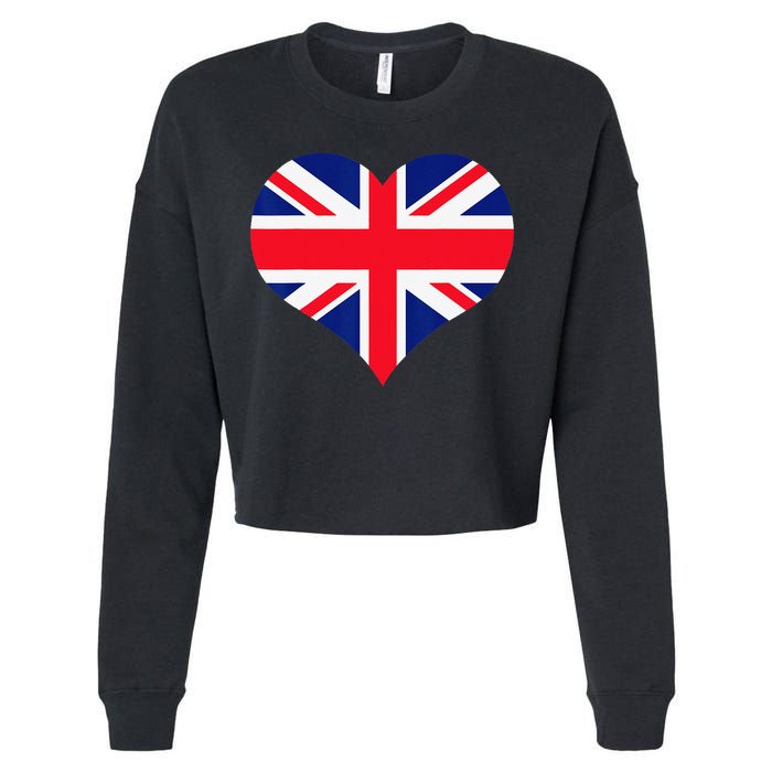 Union Jack British Flag Heart British Isles Cropped Pullover Crew
