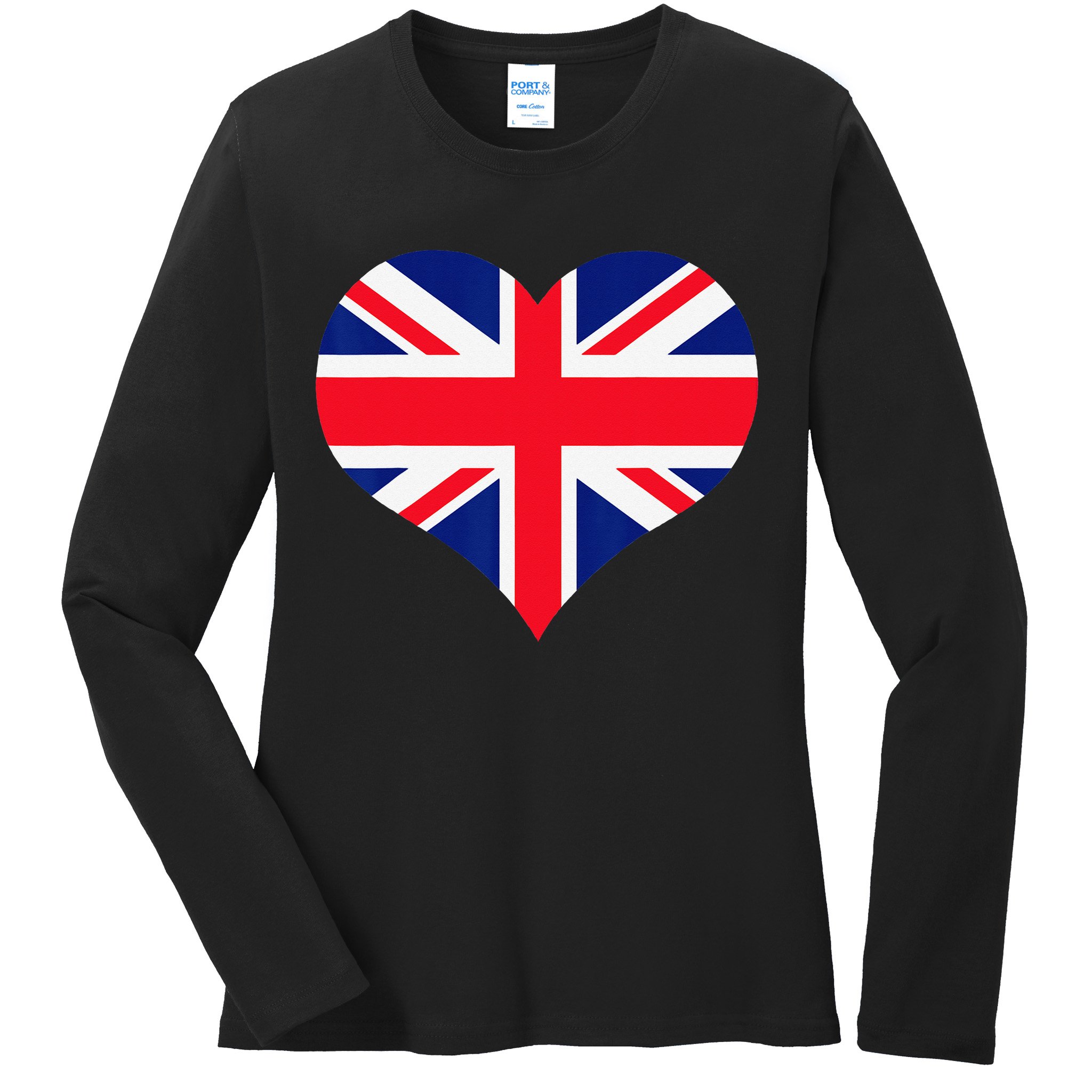 Union Jack British Flag Heart British Isles Ladies Long Sleeve Shirt