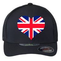Union Jack British Flag Heart British Isles Flexfit Unipanel Trucker Cap